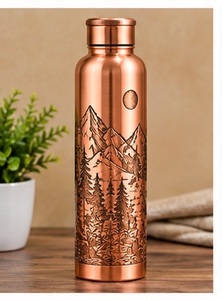 Botella de Agua Moderna de Cobre con Diseño de Mandala, Estilo Bohemio, Portátil para Viajes - Product Image 4