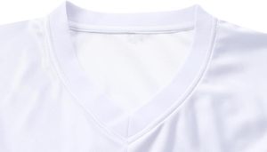 Maillot de sport léger en maille polyester blanche à manches courtes, col en V, à enfiler - Product Image 4