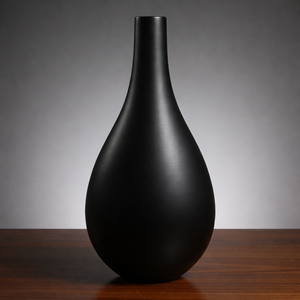 Elegante Florero de Metal Negro con un Diseño de Lágrima Elegante y un Acabado Mate Suave, un Acento Decorativo Moderno Perfecto - Product Image 1