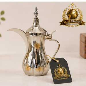 Cafetera Árabe Dallah Chapada en Oro, Decorada, Tradicional, Islámica, para Servir Bebidas Calientes, Ideal para Hospitalidad - Product Image 4