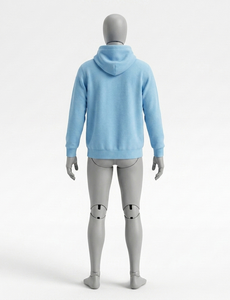 Sweat-shirt à capuche bleu clair pour homme, coupe classique, en molleton de coton, décontracté, avec poche avant, pour l'automne - Product Image 2
