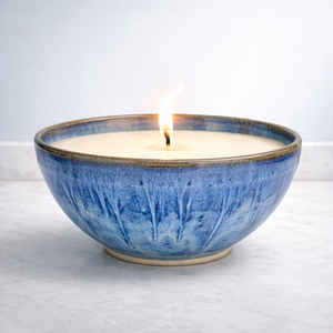 Deep Ocean Ceramic Candle Vessel Wide Bowl Thick Durable Heat Resistant Smooth Gloss Glaze Single Wick Luxury Home Decor - Product Image 2