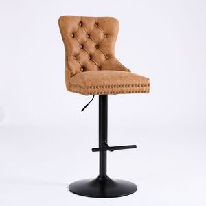 Set di mobili 2 sgabelli girevoli in PU retrò arancione 26-33 pollici regolabili altezza sedile comodi schienali a ciuffo per Home Pub - Product Image 3