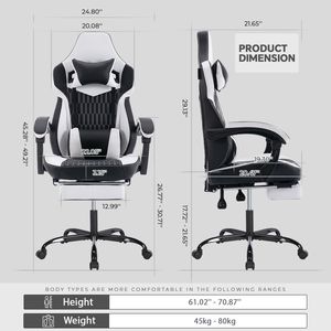 Sedia da Ufficio Ergonomica in Pelle PVC con Schienale Alto, Poggiatesta e Supporto Lombare, Stile Racing, Include Poggiapiedi - Product Image 5