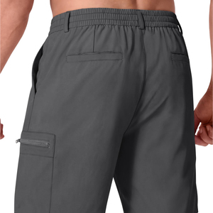 Pantalones cortos de golf grises para hombre, pantalones cortos casuales de verano de cintura media con bolsillo con cremallera, pantalones deportivos transpirables de color sólido para jugar al golf - Product Image 3