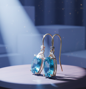 Boucles d'oreilles pendantes de mariée élégantes ovales vertes Hydro & CZ – Argent sterling 925 plaqué or 18 carats, accessoire de soirée - Product Image 4