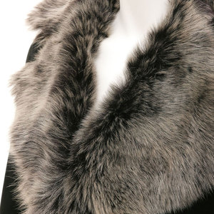 Wholesale Elegant <b>Long</b> Black Shearling Coat With Fox Fur Collar And Cuffs Winter Warm Full Sleeve <b>Women's</b> <b>Jacket</b> - Product Image 4