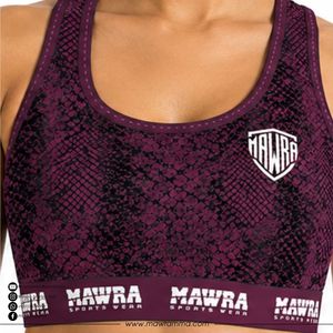 MAWRA Women's <b>Purple</b> Snake Print Racerback Sports Bra Medium Support Breathable Fitness Wear Scoop Neck Mesh Design Sports Bra - Product Image 3