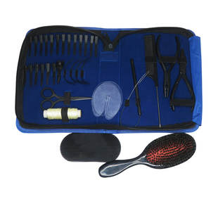 Hair Extension Tools Kit Plastic Set for Installation and Removal Blue <b>Case</b> with Clips Scissors Comb and <b>Needles</b> High Quality - Product Image 6