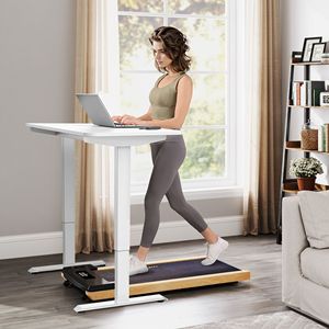2.5HP Wood Under Desk Treadmill with LED Display Remote Control Transport Wheels 2-in-1 <b>Walking</b> <b>Pad</b> for Home Gym or Office - Product Image 1
