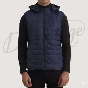 Chaleco Acolchado con Capucha Azul Rey para Hombre, Chaleco Acolchado Cálido de Invierno, Impermeable, Sin Mangas, para Hombre - Product Image 1