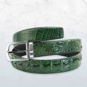 Cinturón Formal de Cuero de Cocodrilo Genuino para Hombre Luxali, Hebilla de Acero Inoxidable Plateada Rectangular de 3.5-4.0cm de Ancho, Duradero - Product Image 5