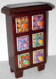 Boîte à épices artisanale multicolore en bois et céramique pour le rangement de la cuisine, vente en gros par decor world expo - Product Image 5