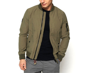 Chaqueta Bomber Verde Oliva para Hombre, Casual, Cortavientos, con Cierre de Cremallera, Corte Ajustado, de Poliéster, Algodón y Lona, para Otoño - Product Image 1