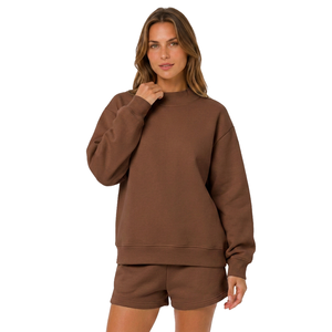 Sudadera de Forro Polar Grueso Personalizada para Mujer al por Mayor con Hombros Caídos, Logotipo Personalizado, Suministro para Marcas de Streetwear - Product Image 3