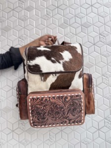 Unique Designer Cowhide Leather Hand Tooled Carving Stylish <b>Backpack</b> <b>School</b> Bags Unisex Beautiful Designer Bag Multi Use Bag - Product Image 4