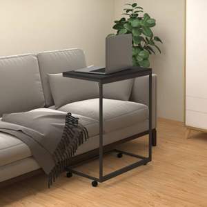 Portable <b>Black</b> Engineered <b>Wood</b> <b>Side</b> <b>Table</b> 21.7 X 13.8 X 27.6 In Nightstands Modern Minimalist Design - Product Image 3