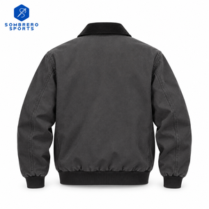 Blouson Bomber Homme Gris Foncé SOMBRERO SPORTS 2026 en Toile avec Fermeture Éclair, Col Rabattable, Coupe-Vent Décontracté pour l'Hiver - Product Image 2