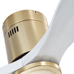 Ventilatore da soffitto in legno massello da 52 pollici a basso profilo con motore DC 3 reversibile silenzioso, telecomando (luce esclusa) - Product Image 3