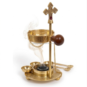 Incensario Cristiano de Latón con Aroma a Sándalo y Jazmín, Decoración para el Hogar de Primavera/Verano - Product Image 3