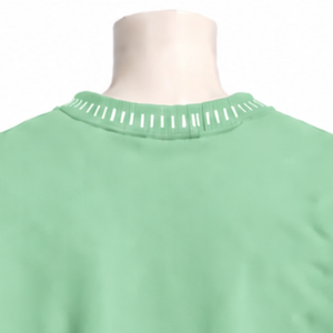 Mens <b>Mint</b> <b>Green</b> Stitched Border Distressed Crewneck Sweatshirt Oversized Long Sleeve Pullover Casual Streetwear Fashion <b>Top</b> - Product Image 4