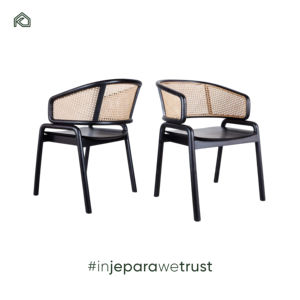 Chaises de salle à manger modernes et durables avec structure en teck, dossier en rotin, siège rembourré élégant pour usage domestique, commercial et extérieur Cleao - Product Image 5