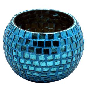 Soporte votivo único para decoración del hogar, frasco de vela de diseño moderno hecho a mano personalizado, de vidrio Turquesa - Product Image 1