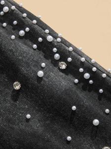 <b>Women</b> Hip Hop Street Wear <b>Jogger</b> Pants Flat Front 100% Cotton Customized Rhinestone Beads Winter Sweatpants - Product Image 6