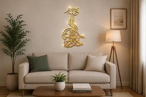 <b>Islamic</b> <b>Wall</b> Art Quran Verse <b>Wall</b> Hanging Gold Plated Metal <b>Frame</b> Traditional Design Rectangle Medium - Product Image 3
