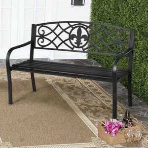 Panca da Giardino in Metallo Resistente da 50 Pollici per Patio, Arredo Esterno Durevole - Product Image 4