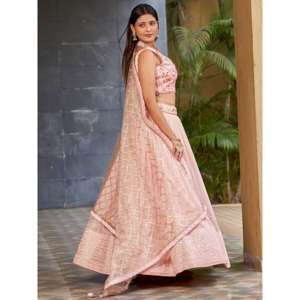 Encantadoras Lentejuelas Rosadas Georgette Lehenga Choli Con Dupatta - Product Image 3