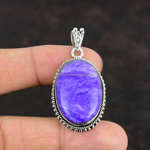 Colgante de Plata de Ley 925, colgante de piedra preciosa Charoite, colgante hecho a mano, joyería de plata, regalo de joyería Charoite para madre - Product Image 5