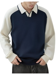 Pull tricoté élégant pour homme à manches régulières, chaud et respirant, idéal pour l'automne et l'hiver, décontracté, uni, avec col et bouton unique - Product Image 6