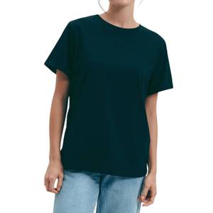 <b>Women</b> V-neck Short Sleeve T-shirt 100% Polyester Quick Dry Solid Color Casual Wear Regular Fit All Seasons Knitted Fabric - Product Image 4