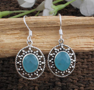 Natural Aqua Chalcedony Drop <b>Earrings</b> 925 Sterling <b>Silver</b> Women Luxury <b>Wedding</b> Minimalist Dainty Jewelry Wholesale Manufacturer - Product Image 4