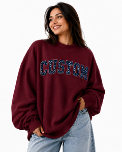 Sudadera Oversize de Cuello Alto para Mujer, de Algodón y Felpa, con Hombros Caídos y Manga Larga, Fabricante ODM - Product Image 1