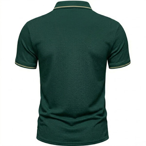 เสื้อเชิ้ตผู้ชายสีเขียวเข้ม ผ้าฝ้าย 100% แขนสั้น คอปกติดกระดุม สวมใส่สบาย ระบายอากาศได้ดี ผ้าถัก สีพื้น ทรงปกติ เหมาะสำหรับกิจกรรมกลางแจ้ง - Product Image 2