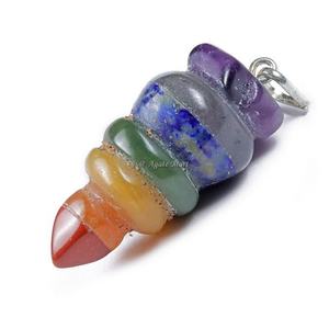 Cristal naturel Reiki énergie pierre 7 Chakra plat pendentif sculpté Agate dans l'amour Style pour la décoration de la maison Orgone pierre précieuse - Product Image 3