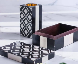 Bandeja con incrustaciones de hueso Quemador de incienso con incrustaciones de hueso Juego de caja acrílica para decoración del hogar a bajo precio de LUXURY CRAFTS - Product Image 3