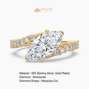 แหวนหมั้นเพชรโมอิสซาไนต์ทรงมาร์คีส์ทอง 14K แหวนแต่งงานทรงวงรี ของขวัญเครื่องประดับสำหรับผู้หญิง เครื่องประดับชั้นดีจากสหรัฐอเมริกา จำหน่ายออนไลน์ - Product Image 6