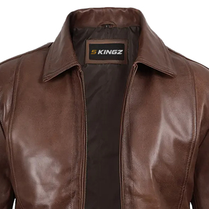 Veste en cuir PU coupe-vent et antibactérienne pour homme 5KINGZ SPORTS avec col mandarin et doublure en sherpa - Product Image 2