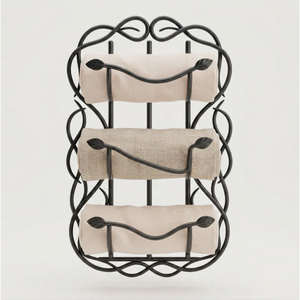 Porte-serviettes mural en fer forgé à 3 niveaux fait main avec un design décoratif en volutes, organiseur de salle de bain pour serviettes enroulées - Product Image 1