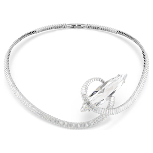 Luxury Women 925 <b>Silver</b> Rhodium Plated Diamond <b>Choker</b> Necklace Tapered Baguette Cut Channel Setting Wedding Jewelry - Product Image 1