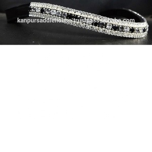 WB/Leather Brow Band dans toutes les tailles Bandeau polyvalent avec strass ou cristaux pour produits hippiques - Product Image 6