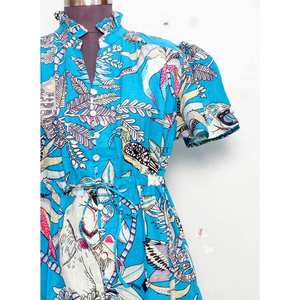 Nuevo vestido corto elegante de algodón hecho a mano para fiesta, con estampado de mono, regalo para novia, vestido de moda personalizado para mujer, de la India. - Product Image 3