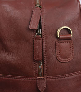 Sac de voyage en cuir véritable de haute qualité, léger, résistant à l'eau, avec fermeture éclair, grand espace de rangement pour hommes, marron - Product Image 5