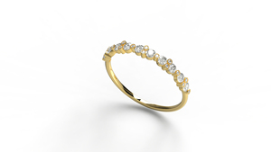 18K Gold Round Diamond Cluster <b>Wedding</b> Band Half Eternity Scattered <b>Bubble</b> Ring Dainty Stackable Rings Fine Jewelry For Women - Product Image 2