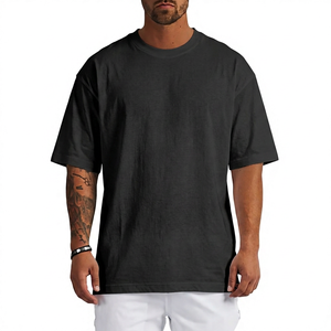T-shirt en coton blanc surdimensionné pour homme, manches courtes, col rond, décontracté, uni, jersey teint, coupe ajustée - Product Image 5