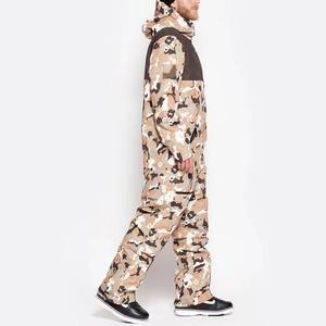 Traje de esquí y snowboard unisex con estampado de camuflaje marrón, personalizado, impermeable, con capucha, cremallera, mono cálido y transpirable de forro polar. - Product Image 5