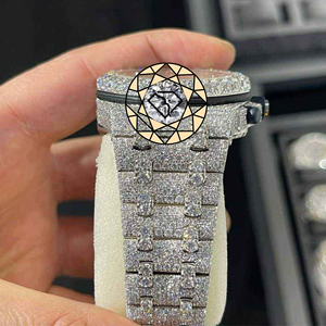 Reloj Deportivo de Lujo para Hombre, Cronógrafo de Acero Inoxidable con Moissanita, Cuarzo, 20 mm, Esfera de Cristal de 46 mm, Ecológico - Product Image 3
